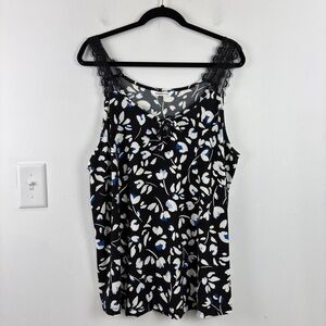 Penningtons Black and White Relaxed Camisole Top With Crochet Lace Strap
